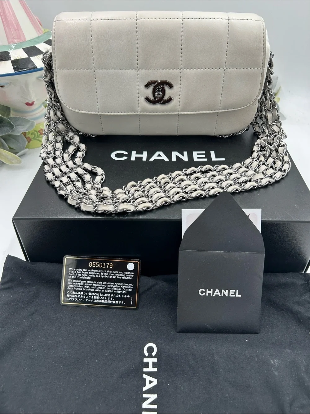 Women's vintage Chanel multi chain quilted flap bag made in Italy PRISTINE